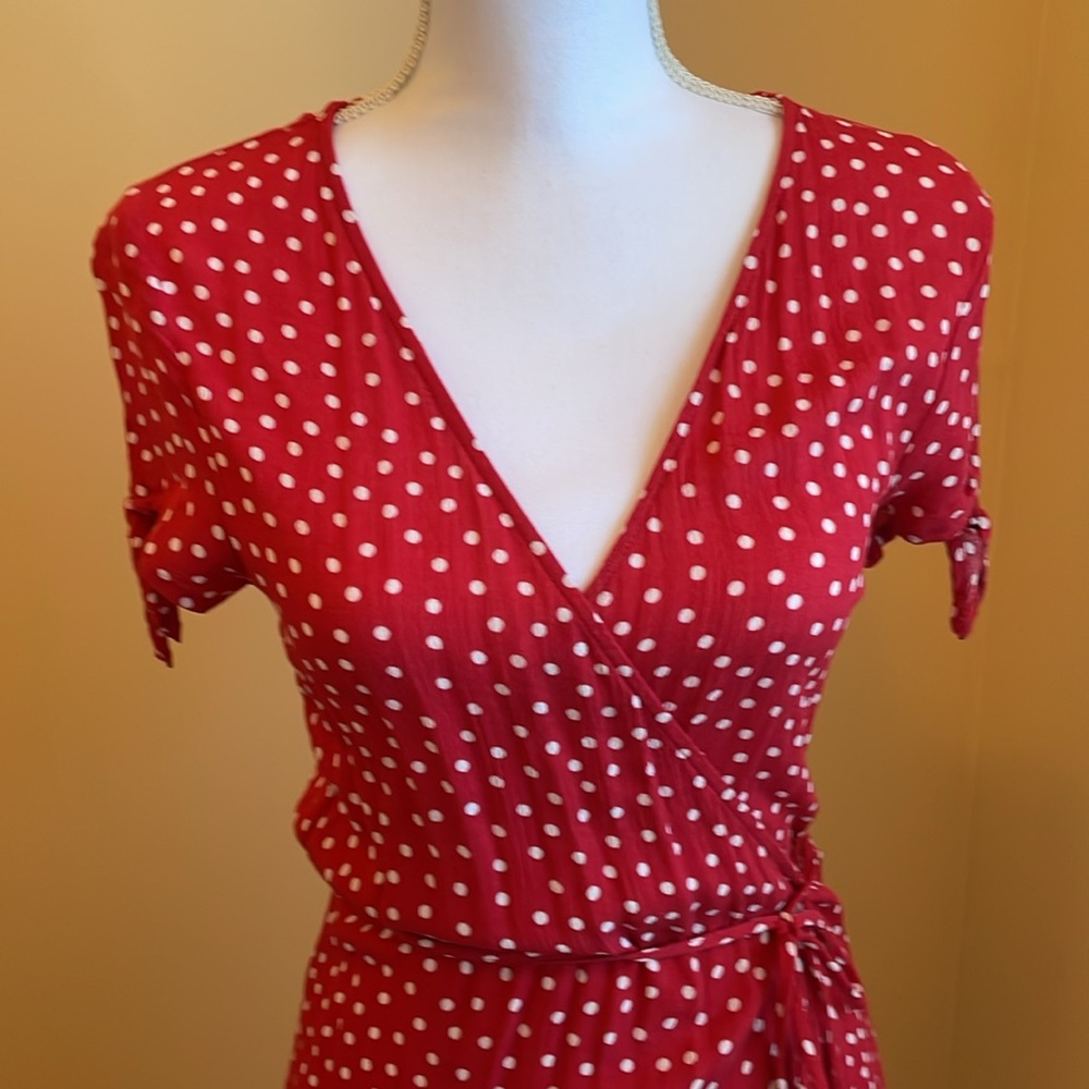 H&M Red polka dot Wrap dress EUC Small 4-6 LAST CHANCE - Picture 7 of 14